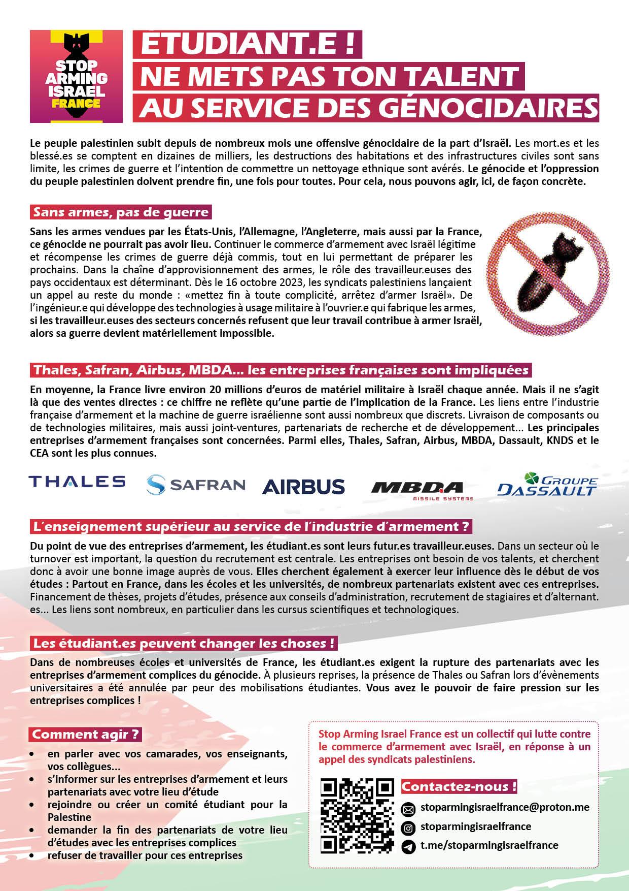 Tract à destination des étudiants