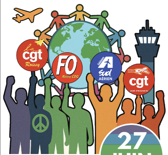 Rassemblement intersyndical contre la guerre à l’aéroport de Roissy (juin 2025)